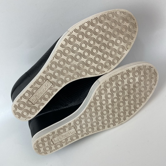 Linea Paolo Felicia Black Perforated Leather Wedge Sneaker, Size 8 - Picture 13 of 15